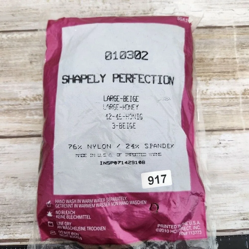 Silkies Shapely Perfection Hosiery Women Large Beige Honey Sheer Tights NIP USA